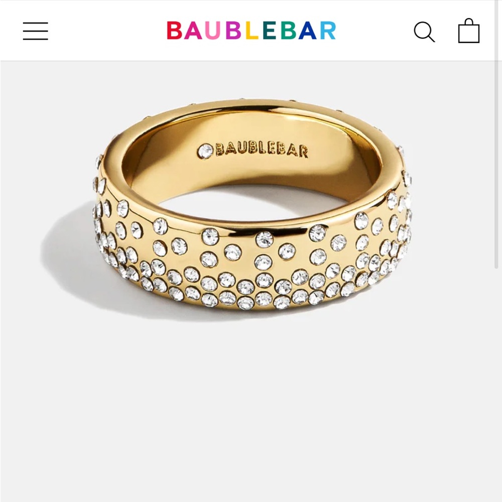 BaubleBar Gold Crystal Pavé Dome Band Ring